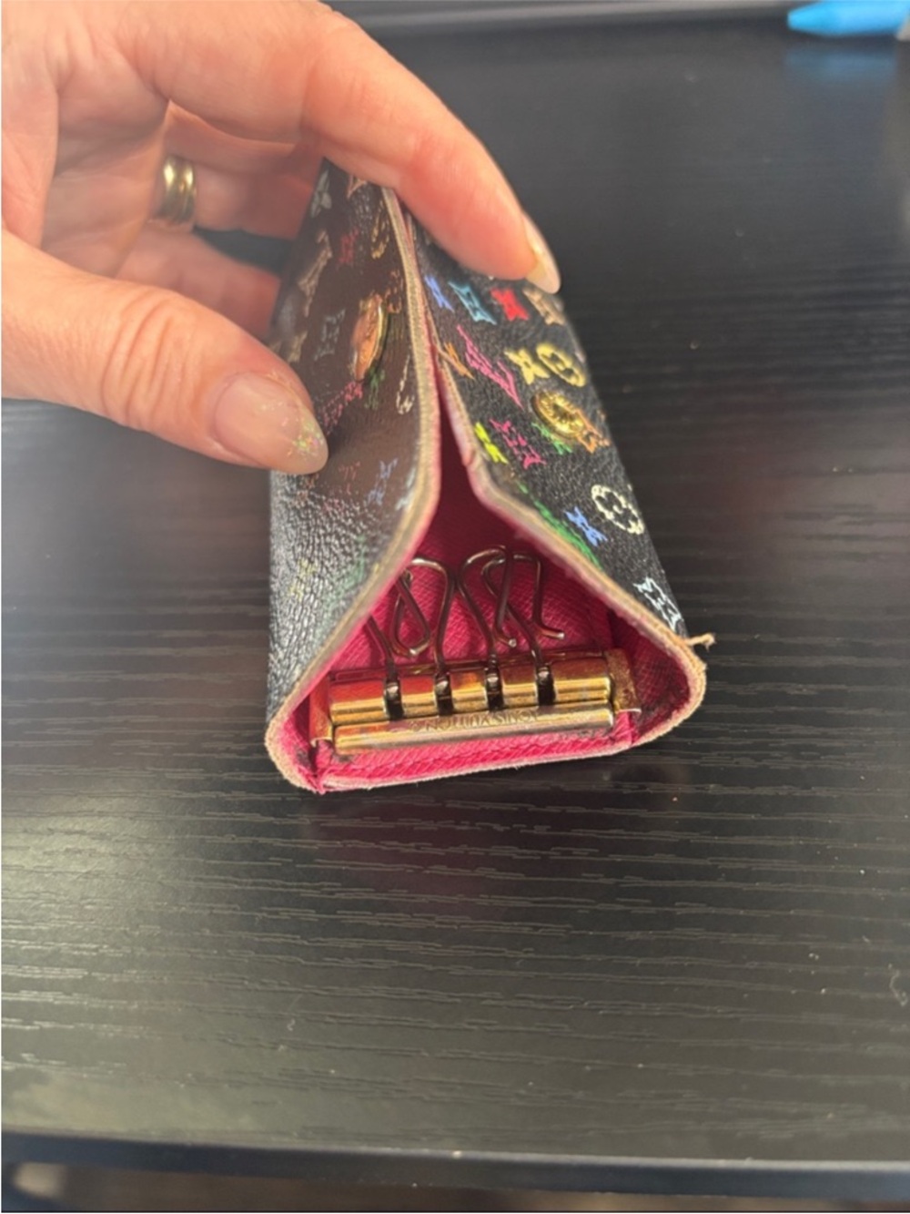 ✨Authentic Louis Vuitton Black Multicolor Monogram Multicles 4 Key Case Wallet✨ - Picture 14 of 16